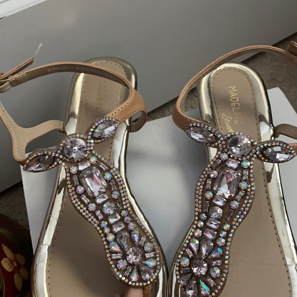 Tan crystal sandals